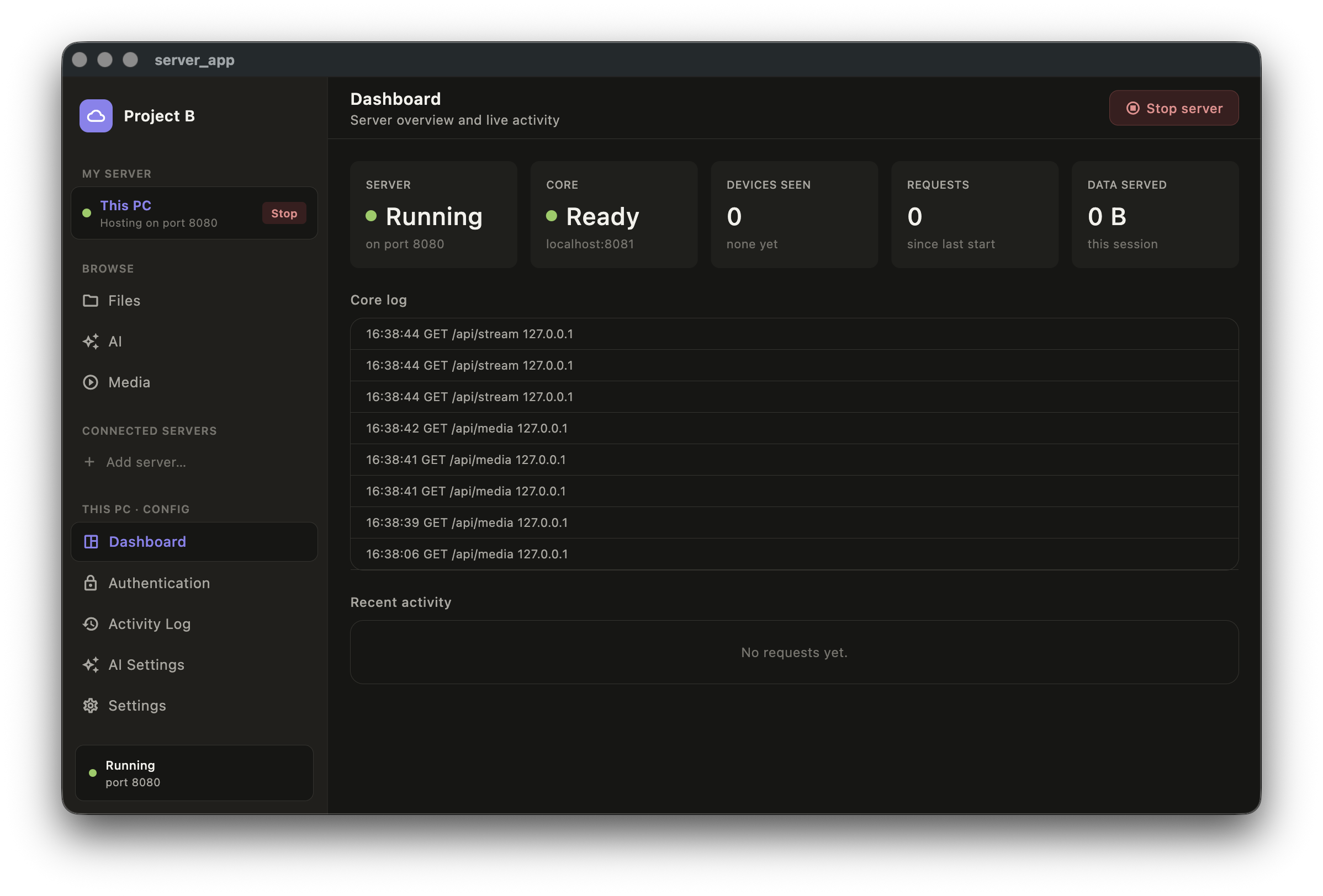 App Dashboard Mockup